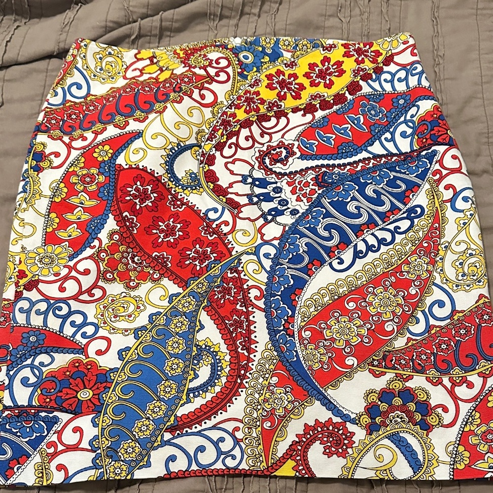 Talbots Red, Blue, and Yellow Paisley Skirt